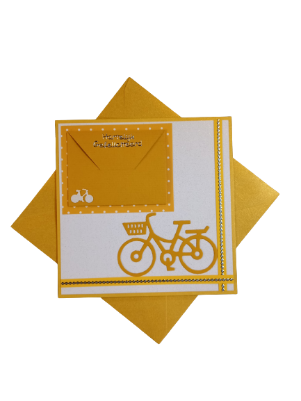 Verjaardagskaart fiets met envelop