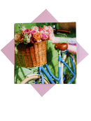 Fiets kaart bloem dubbel met envelop