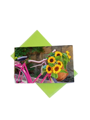 Fiets kaart bloem dubbel met envelop