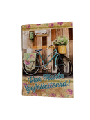 Fiets kaart bloem gefeliciteerd dubbel met envelop