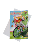 Fiets kaart bloem gefeliciteerd dubbel met envelop