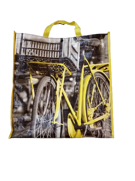 Shopper met fiets geel