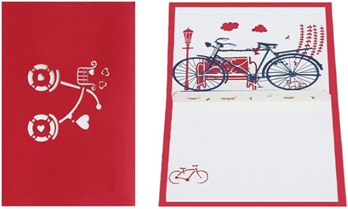 3d pop-up kaart met envelop klassieke fiets