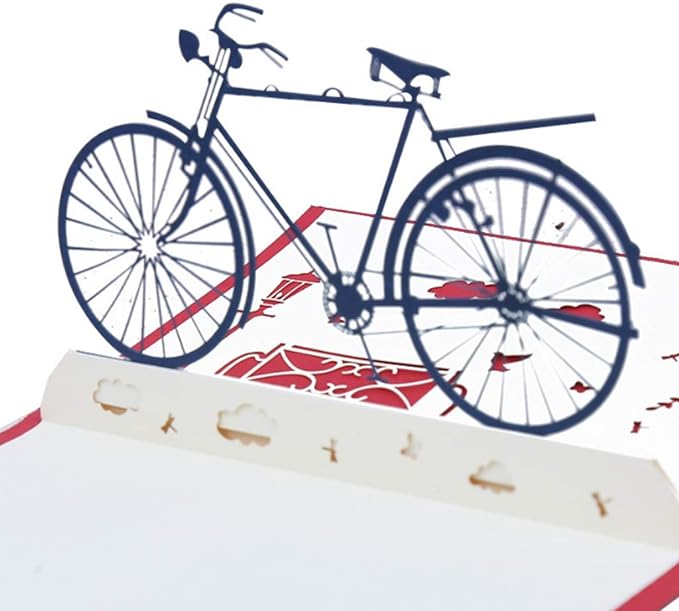 3d pop-up kaart met envelop klassieke fiets