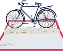 3d pop-up kaart met envelop klassieke fiets