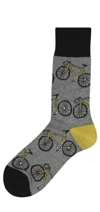 Fiets sokken grijs met racefietsen