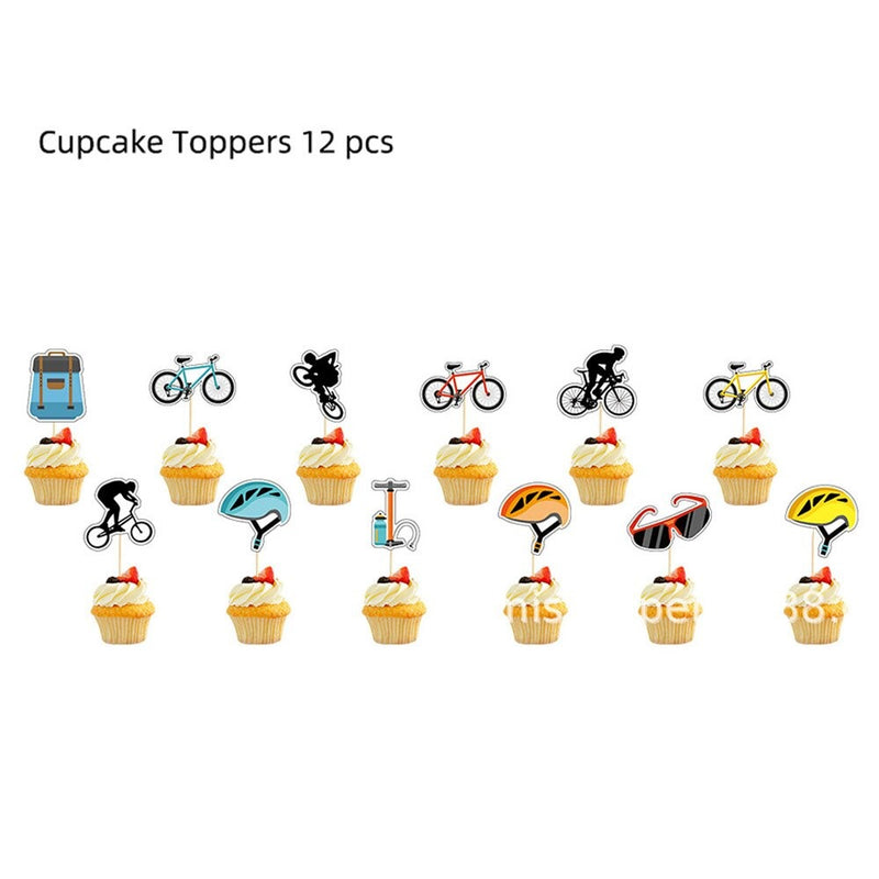 Cake decoratie toppers fiets 12 stuks