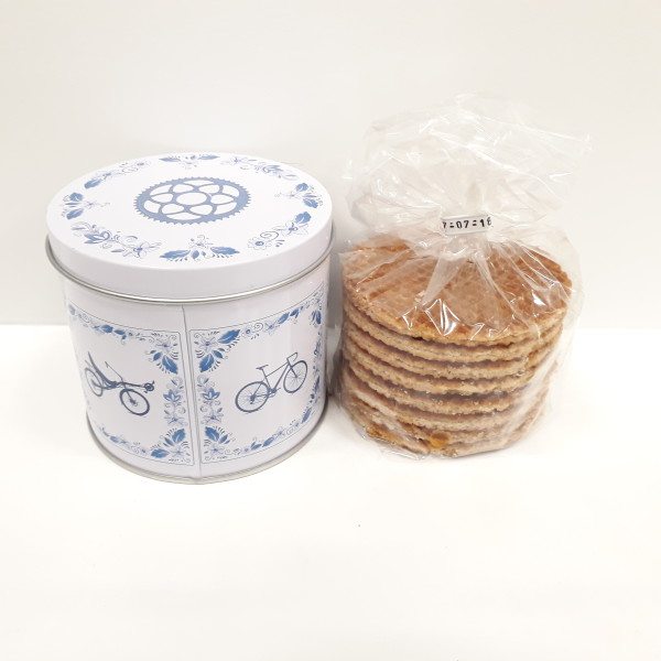 Stroopwafels met fiets blik