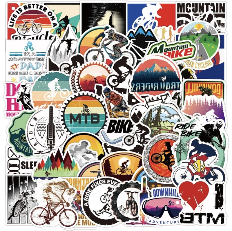 50 Stickers met Bmx - Mountainbike afbeeldingen