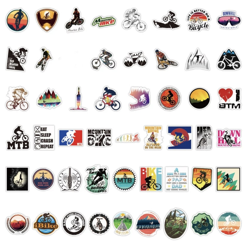 50 Stickers met Bmx - Mountainbike afbeeldingen